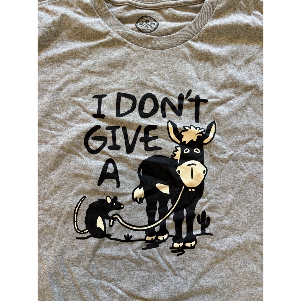 DOM Mens I Don't Give A Rat's Ass Graphic T-Shirt Gray 3XL Funny Pun Tee